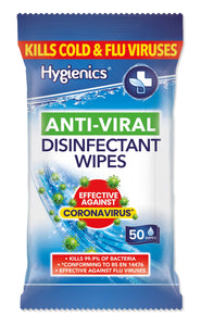 Hygienics Anti-Viral Disinfectant Surface Wipes 50 Pack