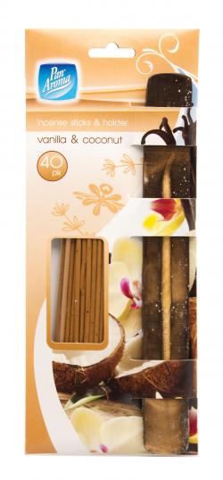 Incense Sticks & Holder - Vanilla & Coconut 40 Pack