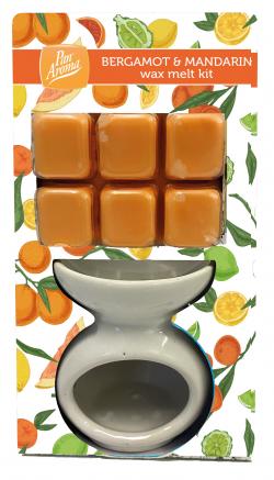 6 Piece Wax Burner Set - Bergamot & Mandarin