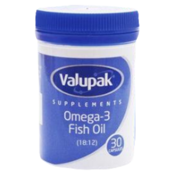 Valupak Omega 3 Fish Oils 1000mg Capsules 30