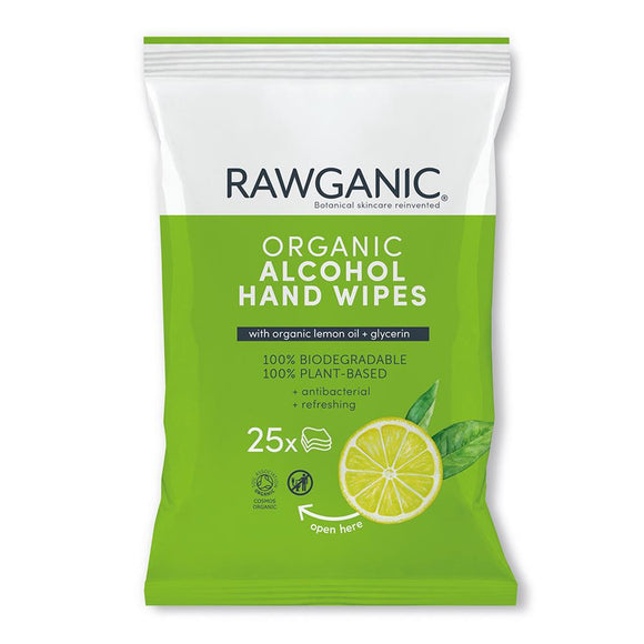 Rawganic Organic Antibacterial Alcohol Hand Wipes